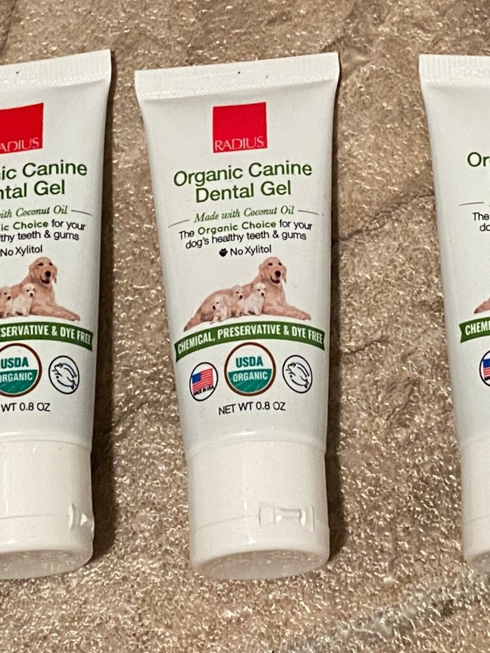Organic Canine Dog Dental Toothpaste Radius 0.80 oz Each Gel 3x 3 Pack